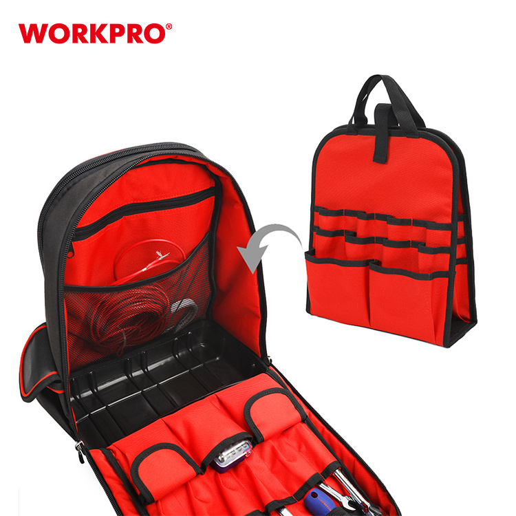 WORKPRO Heavy Duty 60 Pocket Jobsite Tool Bag Padded Laptop Sleeve Tool Organizer  Tool Backpack Bag