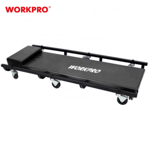 WORKPRO Steel Rail Rolling Garage Shop Creeper 40"Padded Mechanic Cart Adjustable Headrest 6 Casters