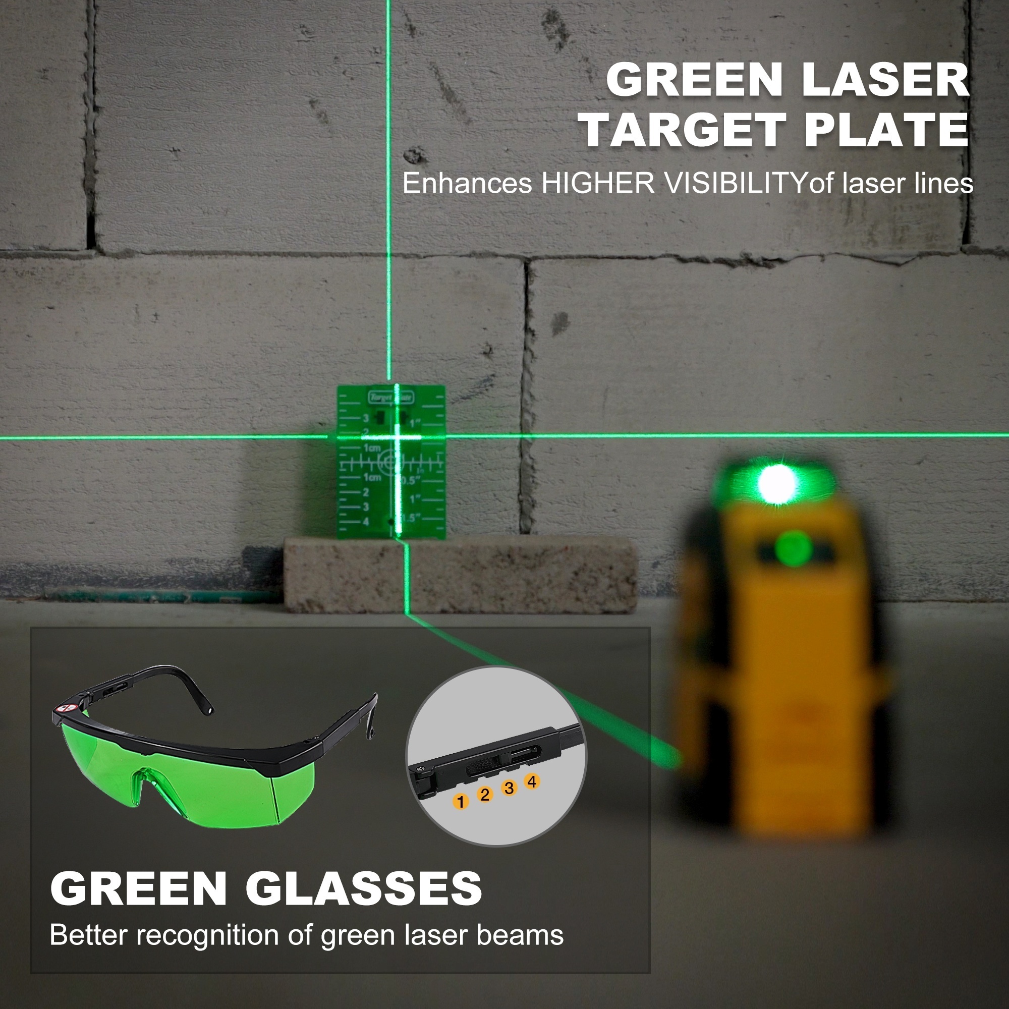 360-Degree Cross Line Laser Level Set 100Ft Self Leveling Cross Line Laser 360-Degree Green Laser Source