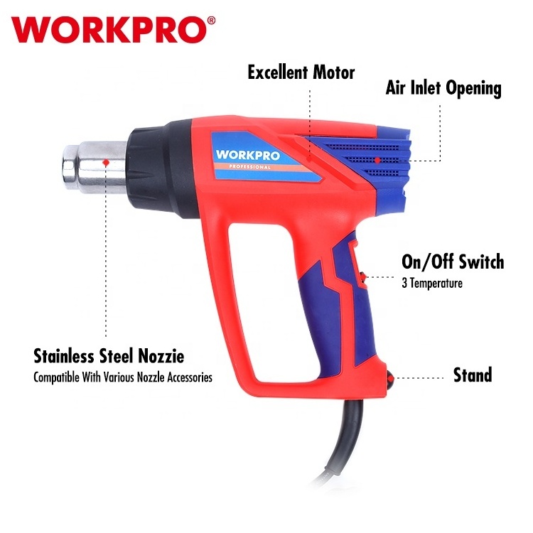 WORKPRO 1800W Industrial Heat Gun Corded Power Tool Electric Heat Gun 4 Nozzles Set