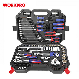 WORKPRO 123PC  1/4" 3/8" 1/2" Dr. CR-V Metric Professional Mechanic Tool Box Set Socket Wrench Set Kit for Car Repair