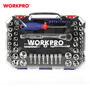 WORKPRO 63PC 1/4"&3/8" Dr. 6 Point Socket Set Professional Car Mechanic Tool Kit