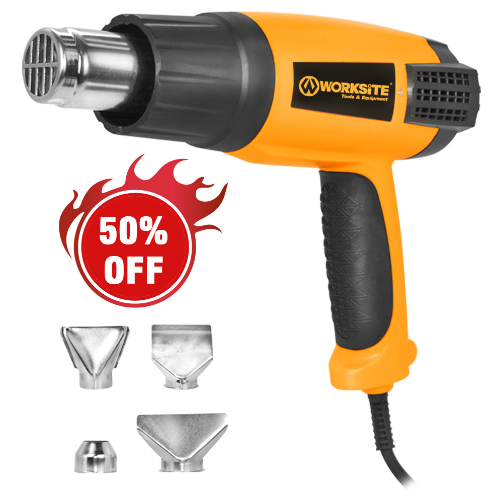 WORKSITE Industrial Electric Heat Gun Machine Hot Air Shrink Dryer 2100W Power Welding Soldering Heat Gun with 4 Nozzles