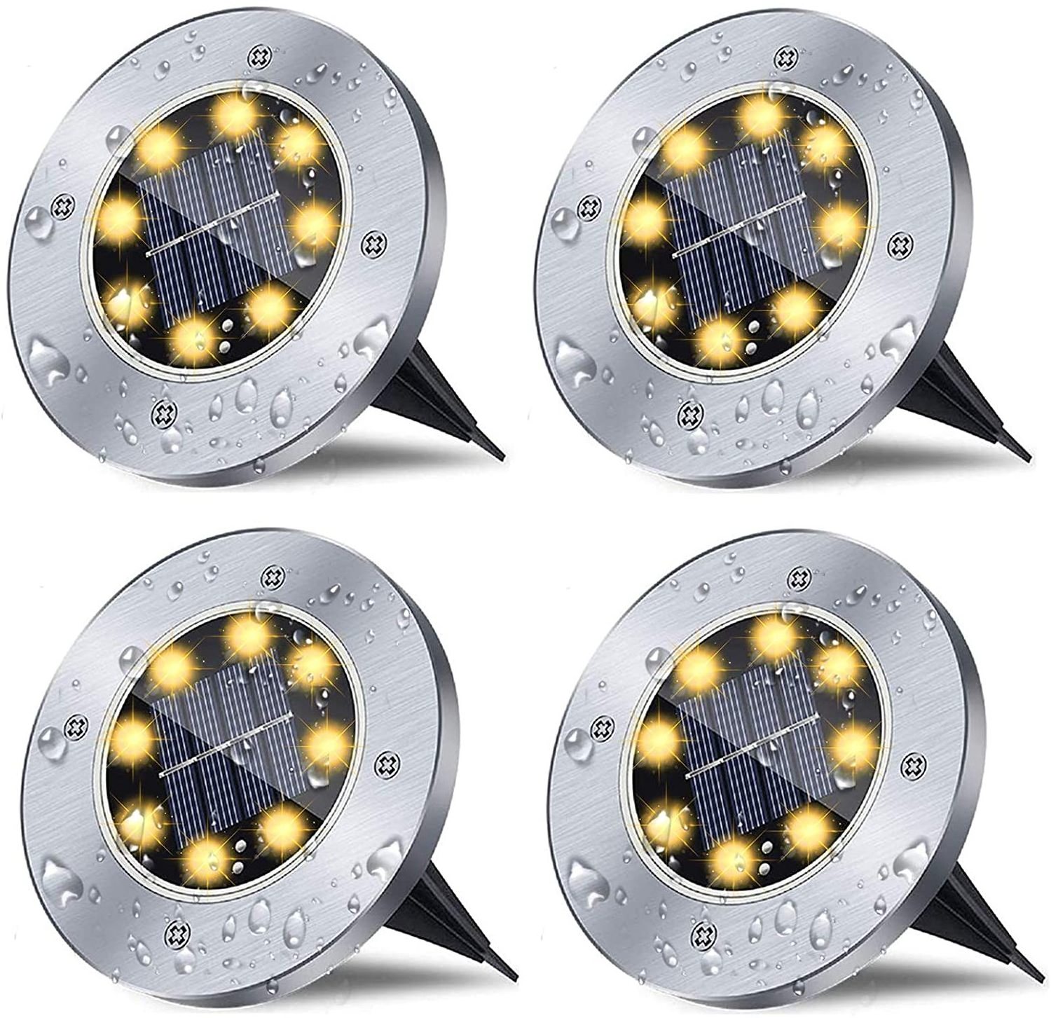 NEW ARRIVED 8 Led Disk Ground Portable Led Stainless Steel Solar Powered Pathway Outdoor Garden Solar Lawn Light