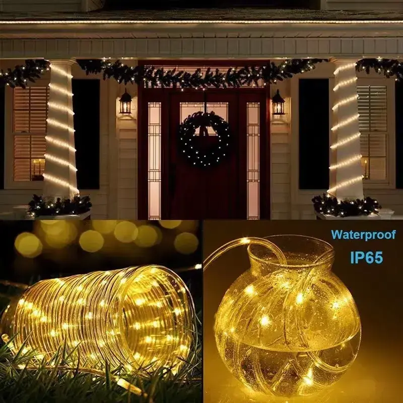 In Stock Led Solar Tube Robe String Lights Outdoor Garden Christmas Decorative Navidad Led Neon Flex Rope Light