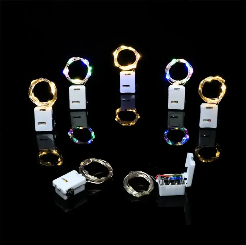 In Stock 10 20 30 LED Copper Wire String Light 3-Function Flashing Mode Button Battery Box for Led Decorative Serial Lights