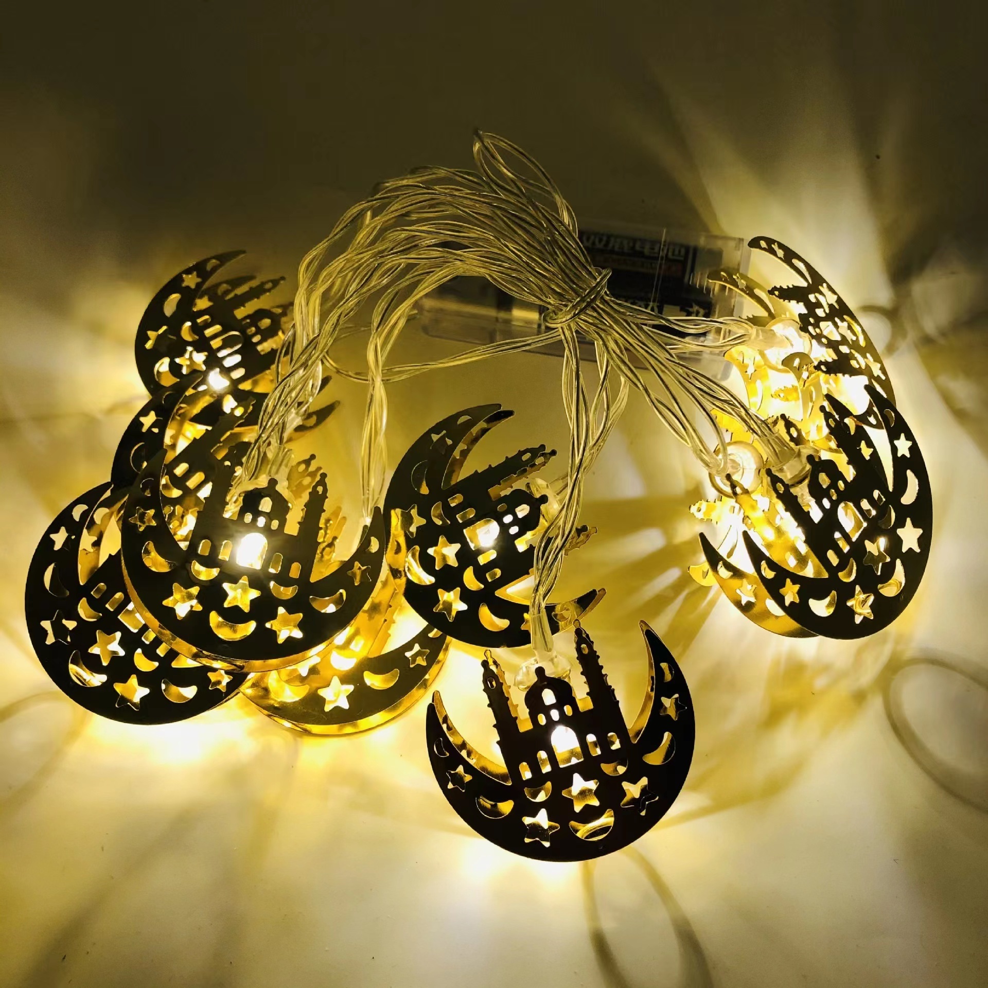 Muslim Middle East Eid String Lights Iron Art Star Moon Castle Decor Battery Operate Ramadan Festival Lights Led String Lights