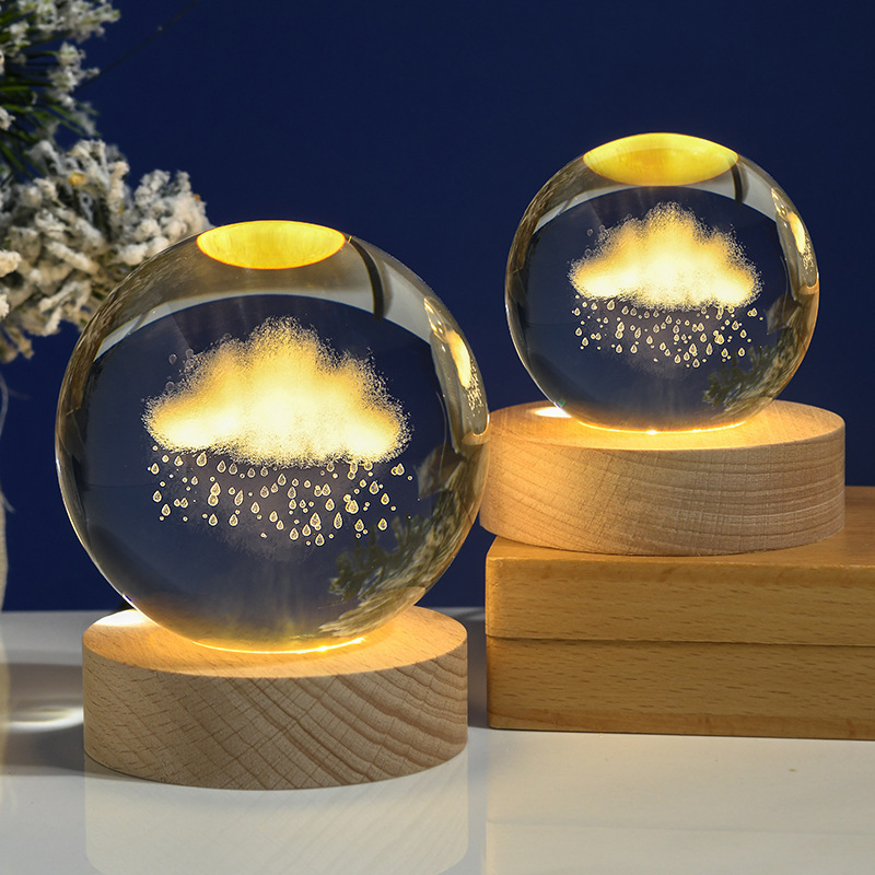 Model Gift Solar System Globe Crystal Ball 3D Laser Engraved Astronomy Planets Ball Home Decor Cosmic Art Decoration Lighting