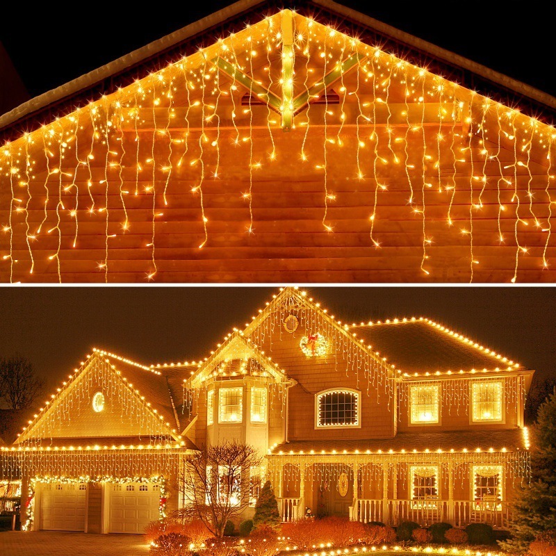 Christmas Falls Led Spoel Outdoor Icicle Dripping Light Holiday Garland LED Curtain Icicle String Lights