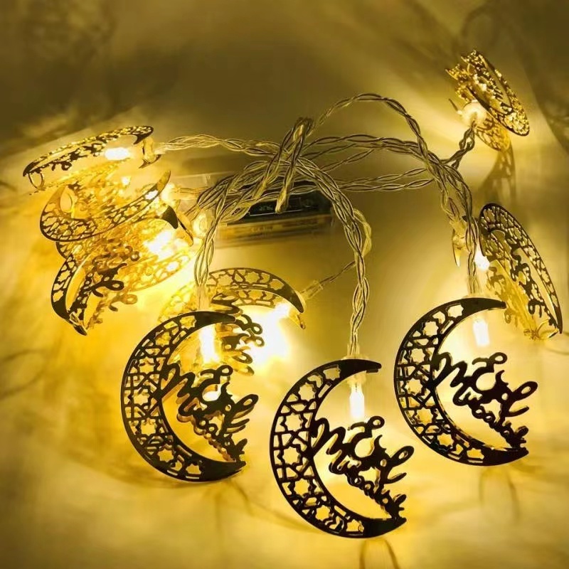 Muslim Middle East Eid String Lights Iron Art Star Moon Castle Decor Battery Operate Ramadan Festival Lights Led String Lights