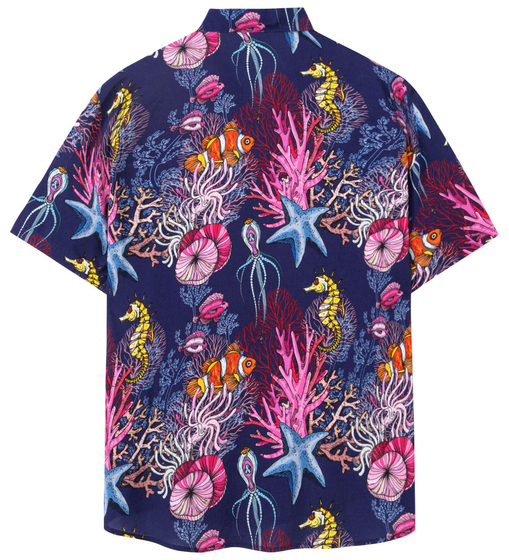 Custom Print Floral Hawaiian Button Down Cotton Short Sleeve Man Shirt Slim Fit Designer summer beach Shirts For Men