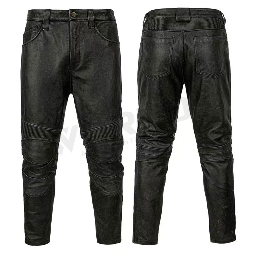 Fashion Motorcycle Bike Trouser Genuine Leather Pants Men Real Leather Street Wear Motor Biker Pant