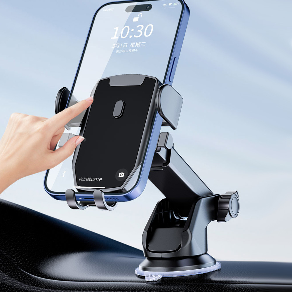 Easy One Touch Handsfree Desk Stand Dashboard Windshield Universal Car Mount Phone Holder for iPhone 15 Pro Max Samsung