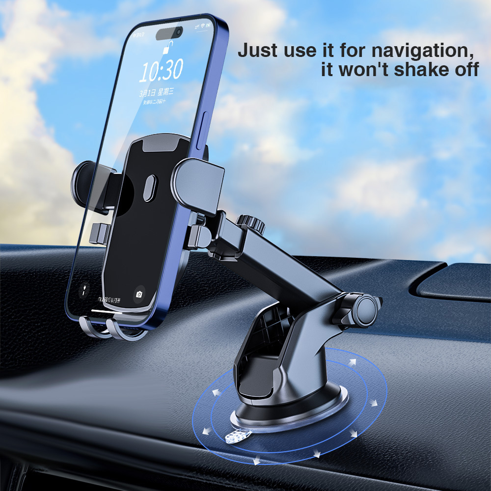 Easy One Touch Handsfree Desk Stand Dashboard Windshield Universal Car Mount Phone Holder for iPhone 15 Pro Max Samsung