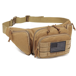 Tactical Fanny Pack Holster Tactical Waist Bag Waterproof Molle Pouch with USA Flag Patch for Outdoor Hiking Climbing Fishing