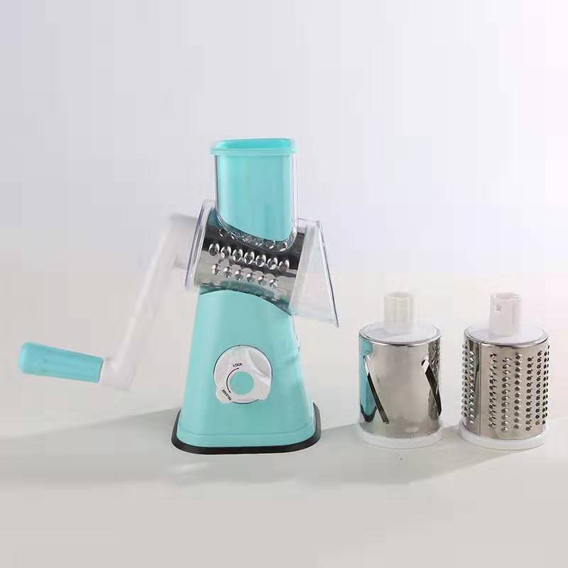 Hot Sale Household Kitchen Multifunction ABS Stainless Steel Vegetable Grater 3 in 1 Manual Drum Vegetable Cutter