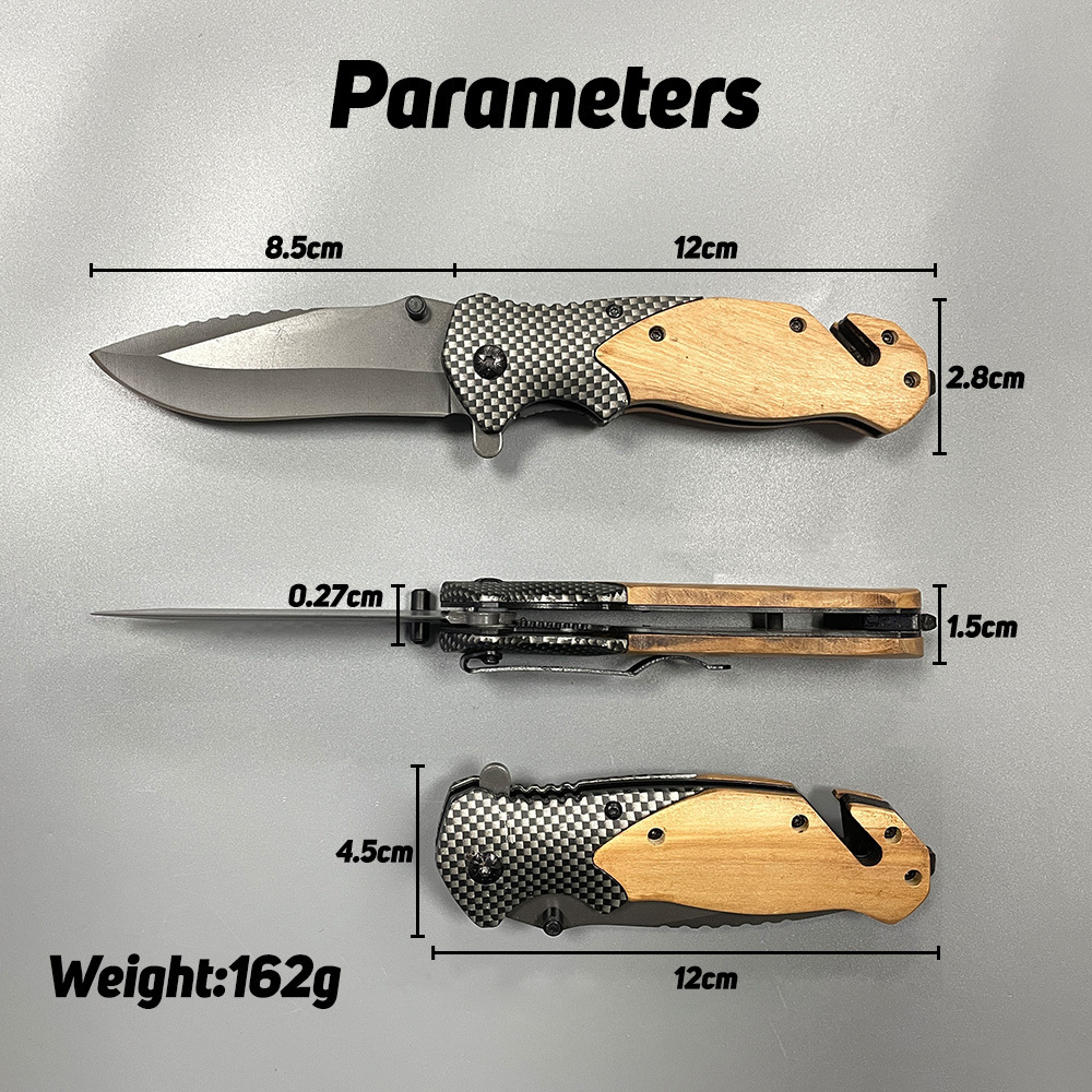 TLX50 New Design Camping Olive Wood Handle Tactical Folding Knife  EDC Pocket Sharp Outdoor Hunting Knives