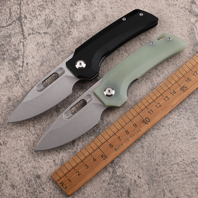 2024 New Deign D2 Steel Blade Green Black G10 Handle Edc Hunting Survival Camping Outdoor Sharp Pocket Custom Oem Folding Knife