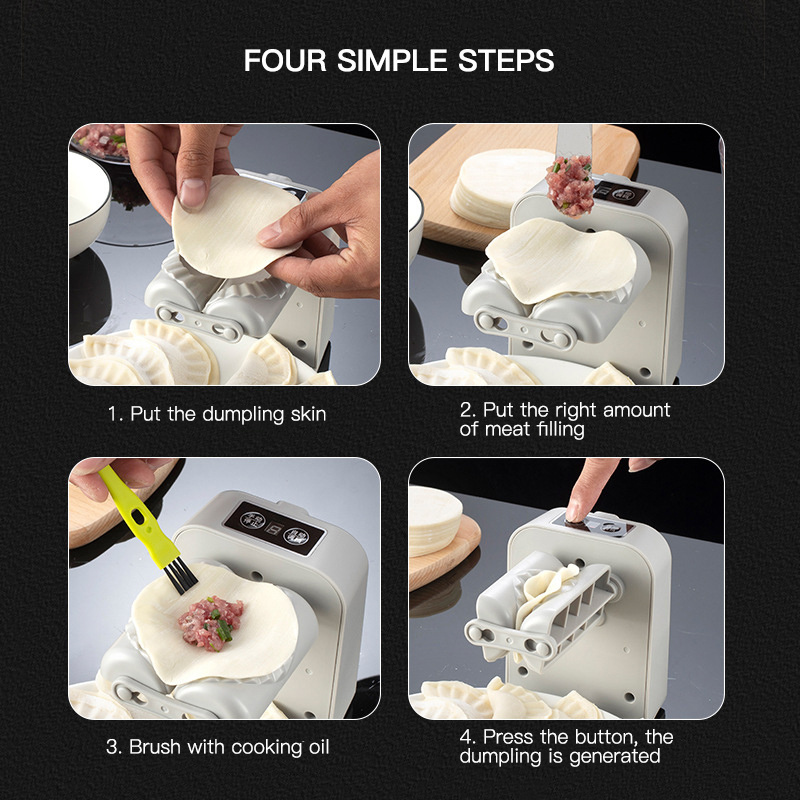 Acutomatic Dumpling Wrapper Press Usb Charge Electric Dumpling Gyoza Empanada Potstickers Maker Machine With Brush Press Tool