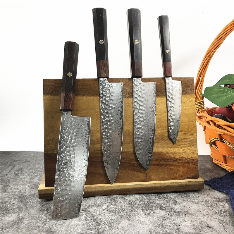 LHDM23 series Exquisite hammer pits texture Japanese knife wood handle partial tang Damascus professional kitchen Knife Set