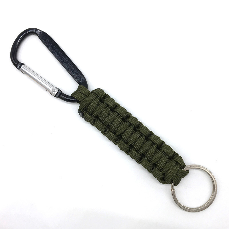 Wholesale Outdoor Paracord Braided Carabiner Keychain Clip Carabiner Hook With Strap Key Ring