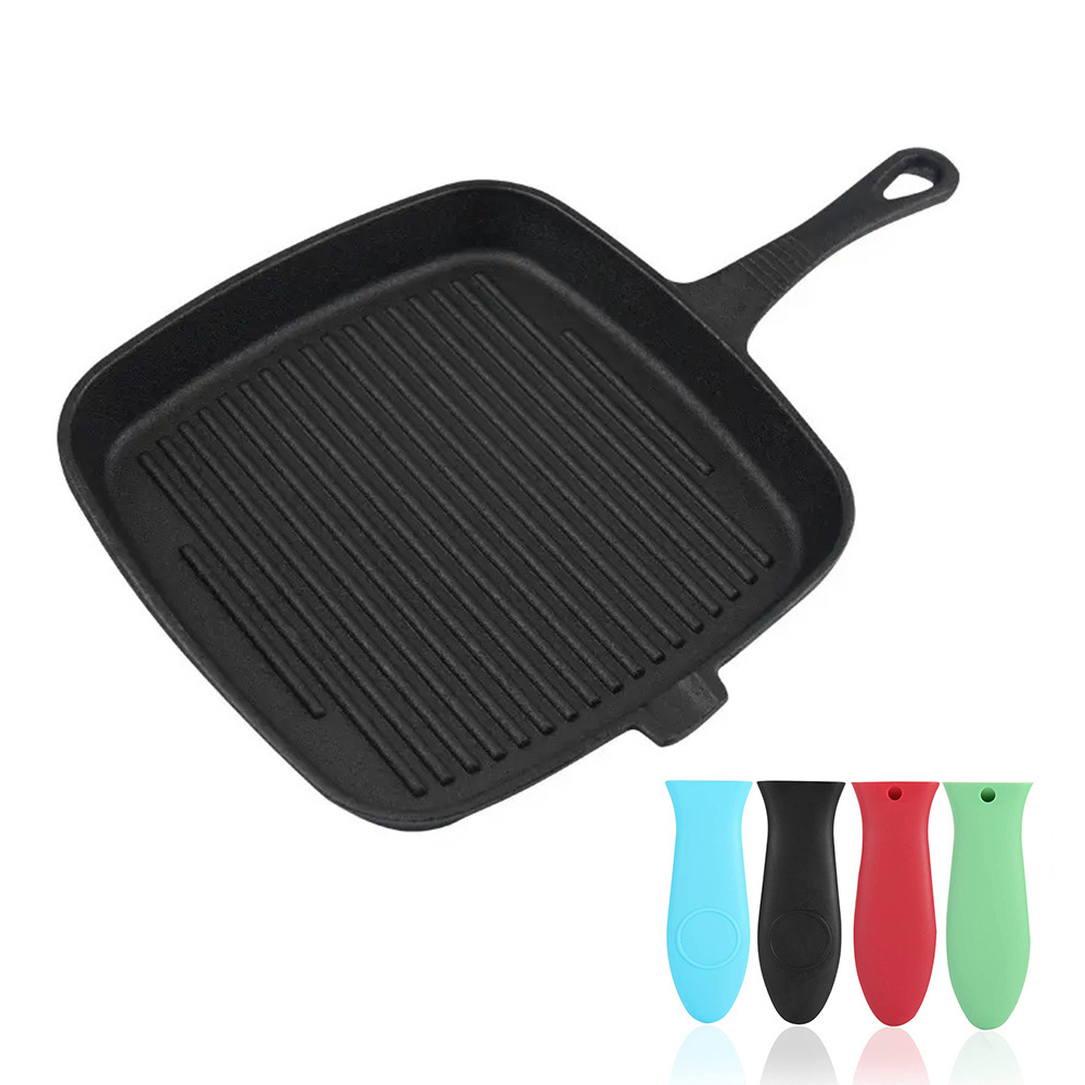 Pre-Seasoned Griddle for Steak BBQ Grill Frying Pan 24CM Cast Iron Square Grill Pan Square Skillet Grill Pan