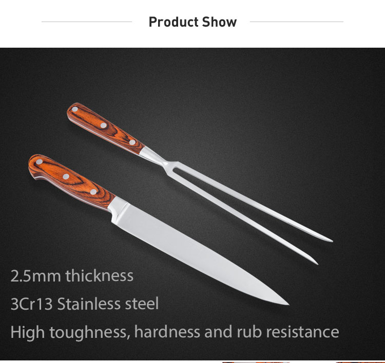 AMZ Hot Selling BBQ Tool Kitchen Tool Carving Knife and Fork Set AL-QP01