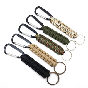 Wholesale Outdoor Paracord Braided Carabiner Keychain Clip Carabiner Hook With Strap Key Ring