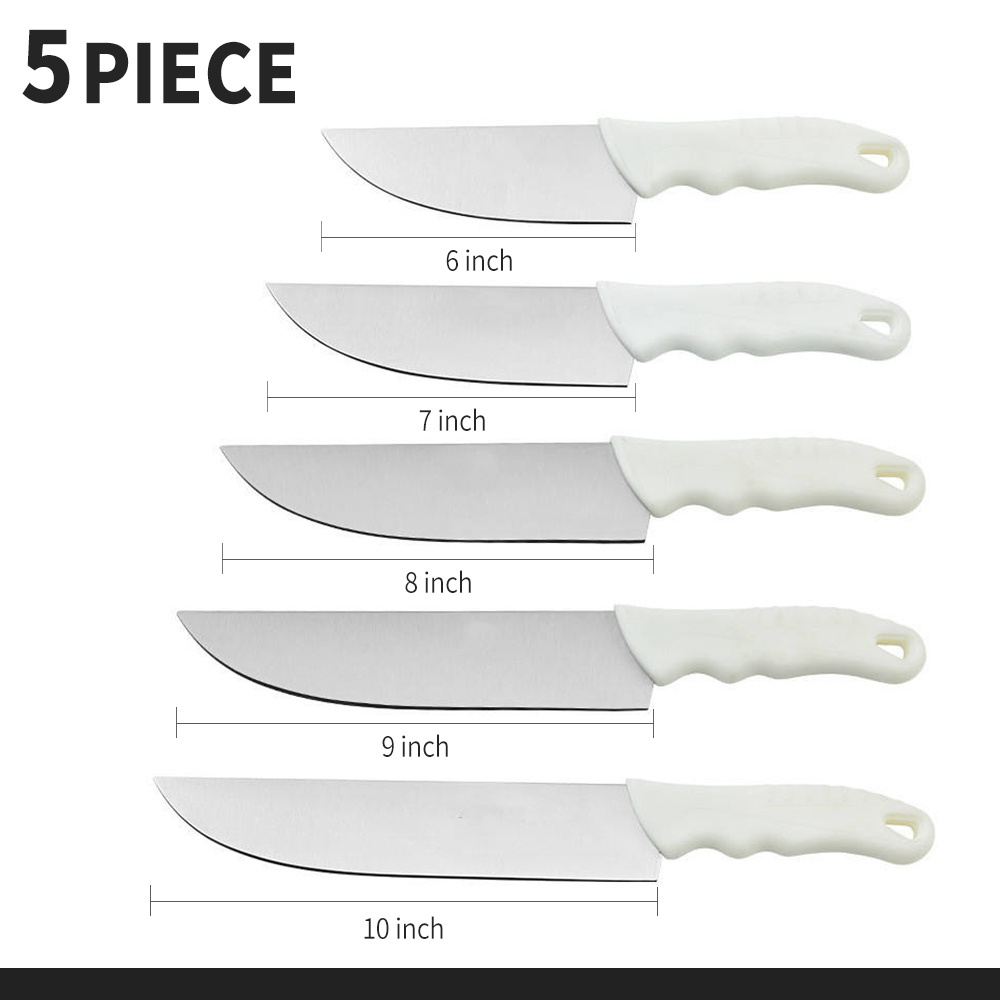 Good Affordable Stainless Steel No Rust White Kitchen Knife Set Chopper Vegetable Fruit Bone Meat Cleaver Butcher Paring Knife