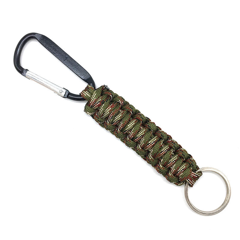 Wholesale Outdoor Paracord Braided Carabiner Keychain Clip Carabiner Hook With Strap Key Ring