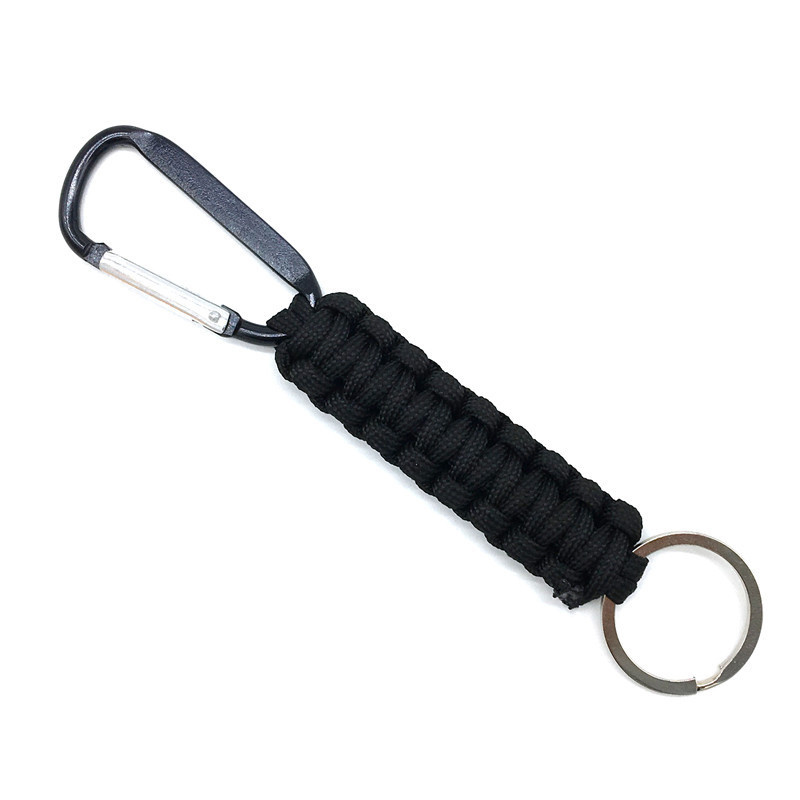 Wholesale Outdoor Paracord Braided Carabiner Keychain Clip Carabiner Hook With Strap Key Ring