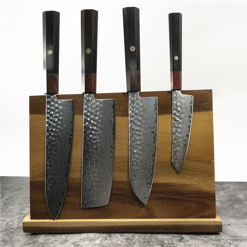 LHDM23 series Exquisite hammer pits texture Japanese knife wood handle partial tang Damascus professional kitchen Knife Set