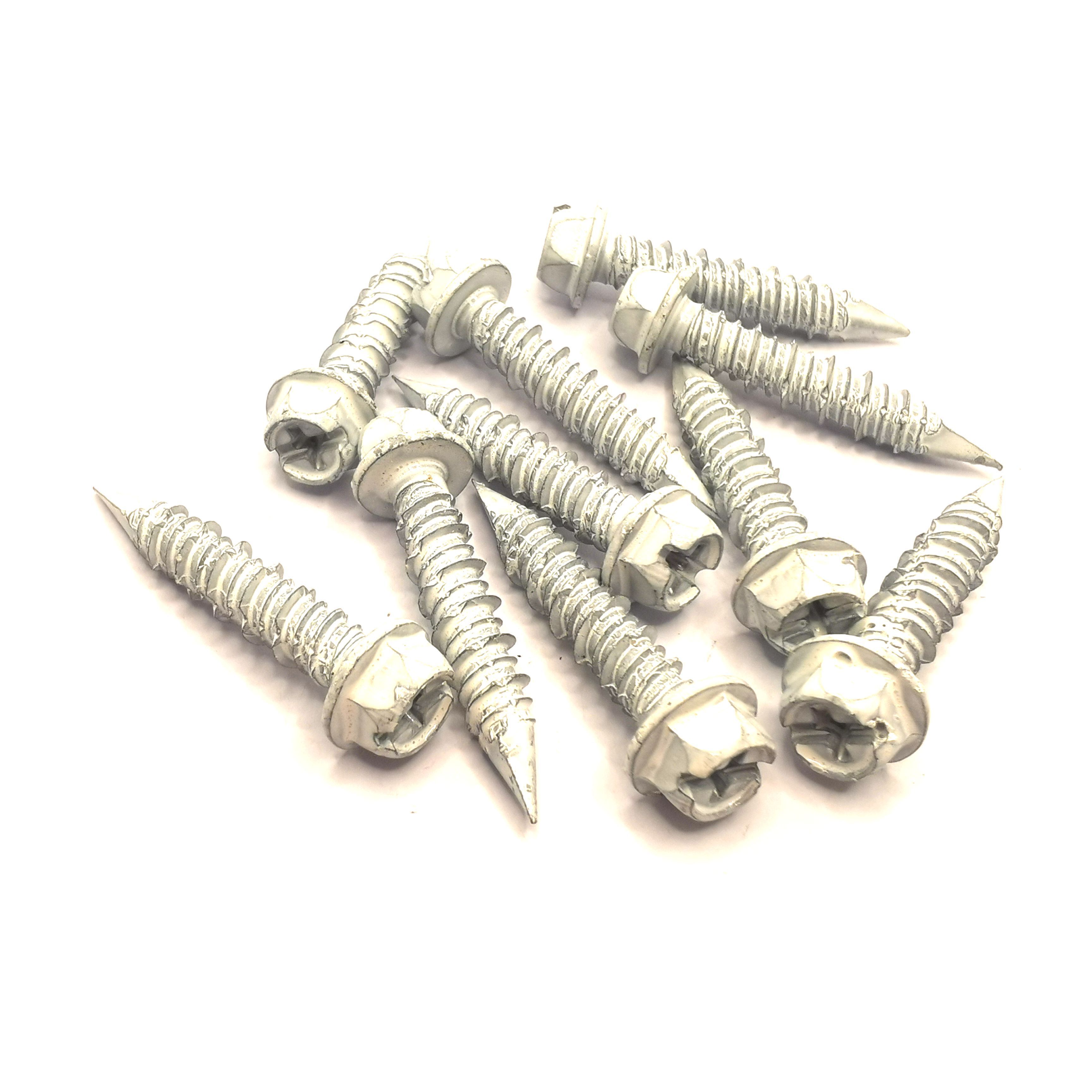 Hex Washer Slotted Concrete Screw with Blue Climaseal Fastener Finish