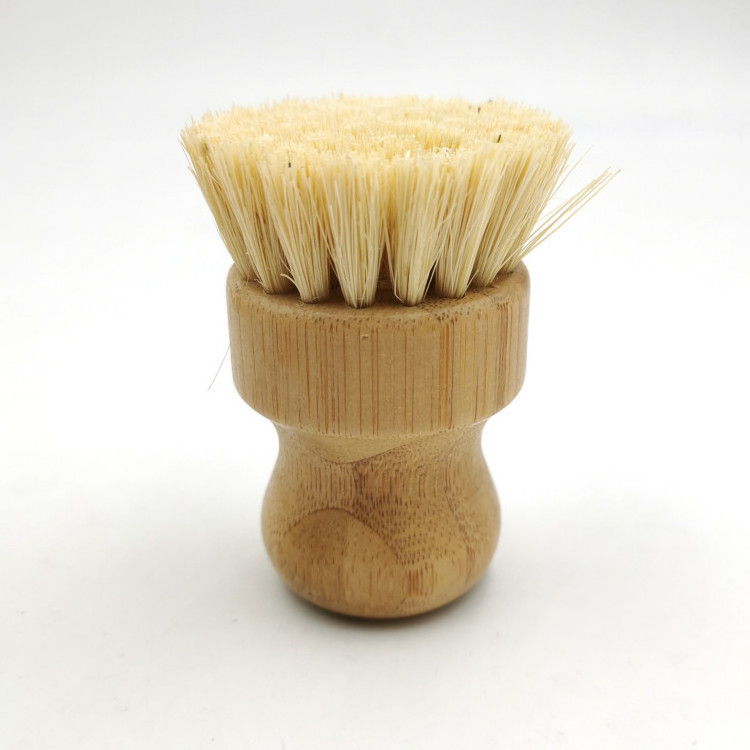 Natural kitchen tools wooden dish cleaning brush home use round scrub brush Hemp Palm Sisal Bristle handle Brush