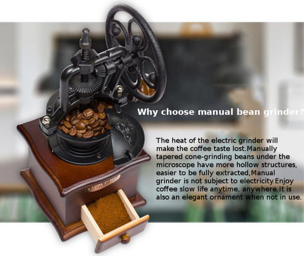 Retro Manual Coffee Grinder, Mill Hand Cafe Bean Grinder with Ferris Wheel Design Perfect for Home Coffee Accessories