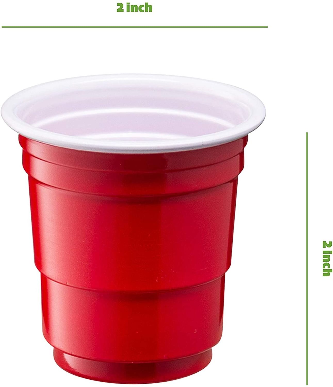 2oz Mini Red Plastic Shot Glasses Hard Disposable Jello Shot Cups for Party Cocktail Wine