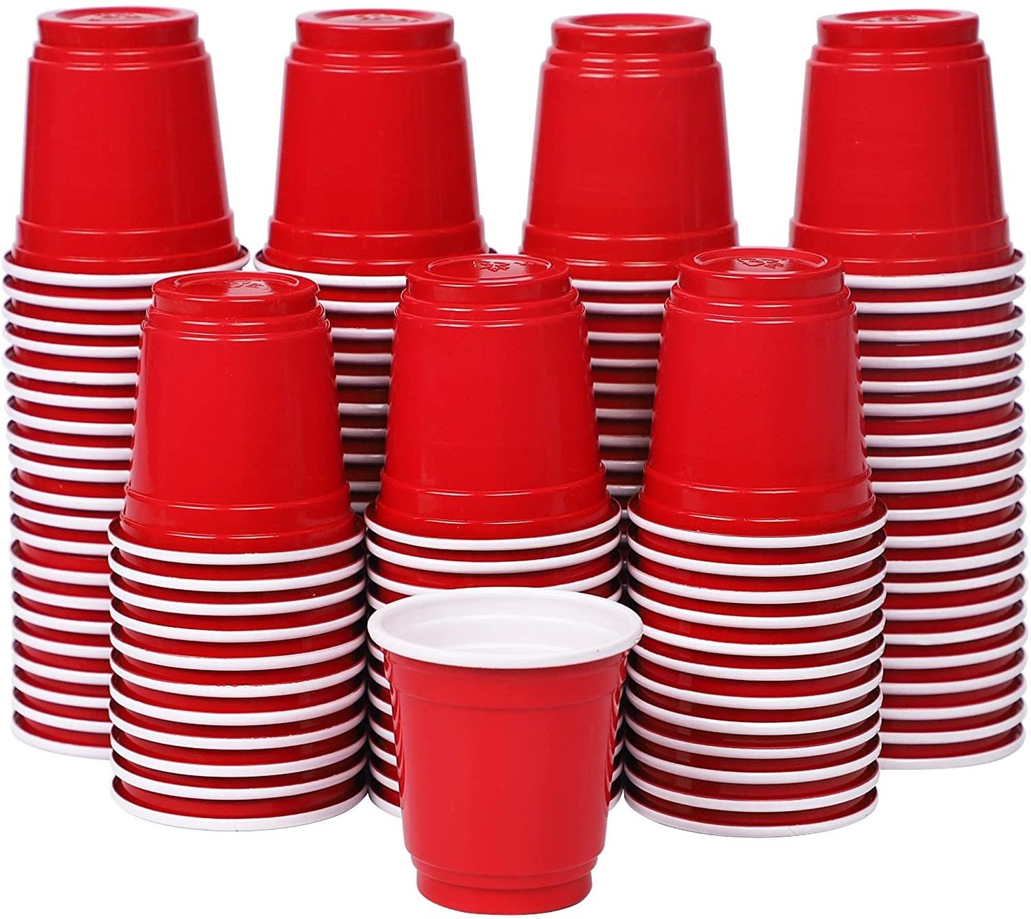 2oz Mini Red Plastic Shot Glasses Hard Disposable Jello Shot Cups for Party Cocktail Wine