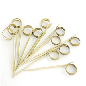 Bamboo Disposable Cocktail Sticks Loop Ring Food Picks Wooden Eco-friendly Cocktail Skewers for party, bar, wedding, BBQ