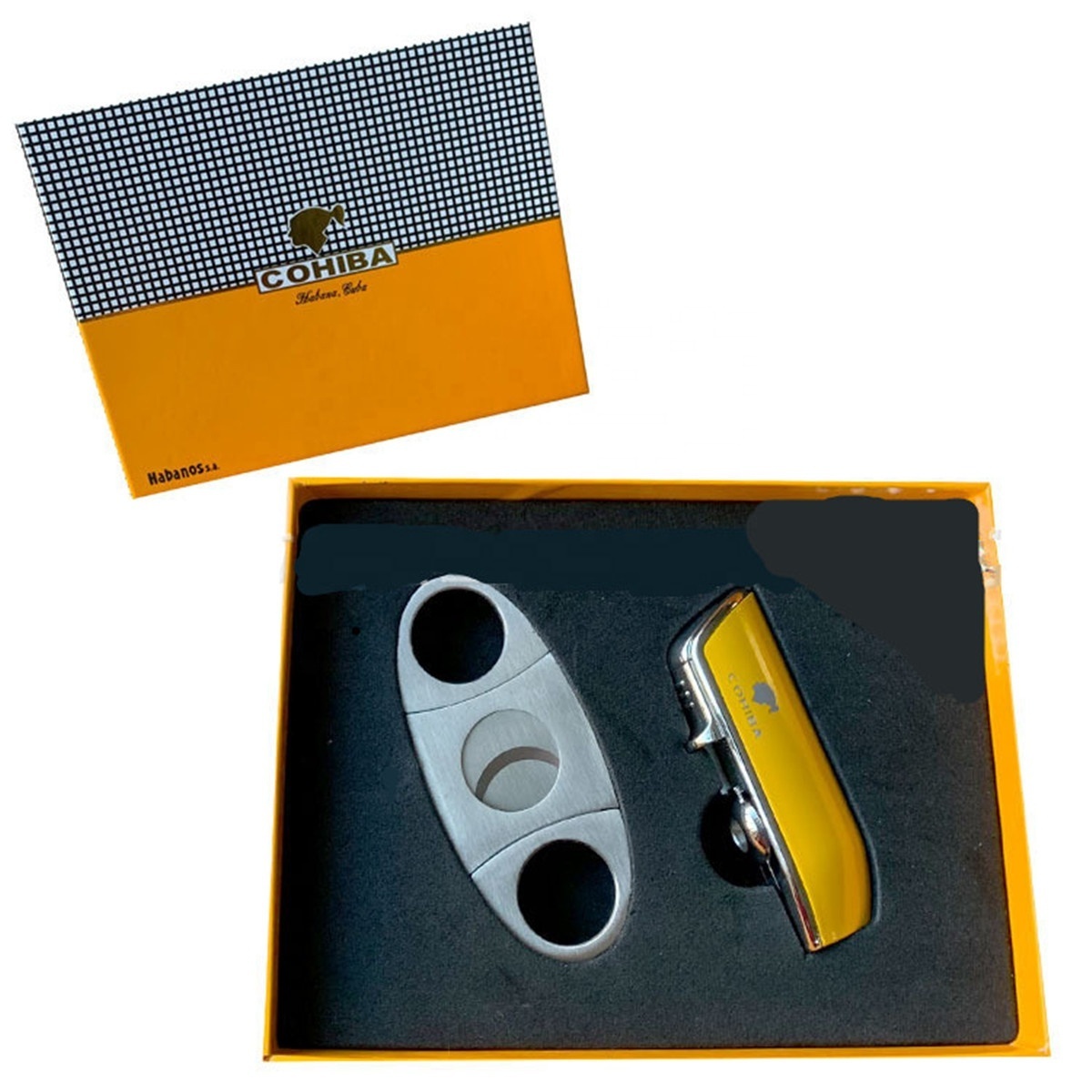 Cigar Cutter With Lighter Set 3 Jet Blue Flame Refillable Lighter With Cigar Punch