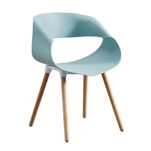 Wholesale Modern Colorful Sky Blue Dinning Chairs Arm Rest Plastic Restaurant Dining Room Chair With Beech Legs