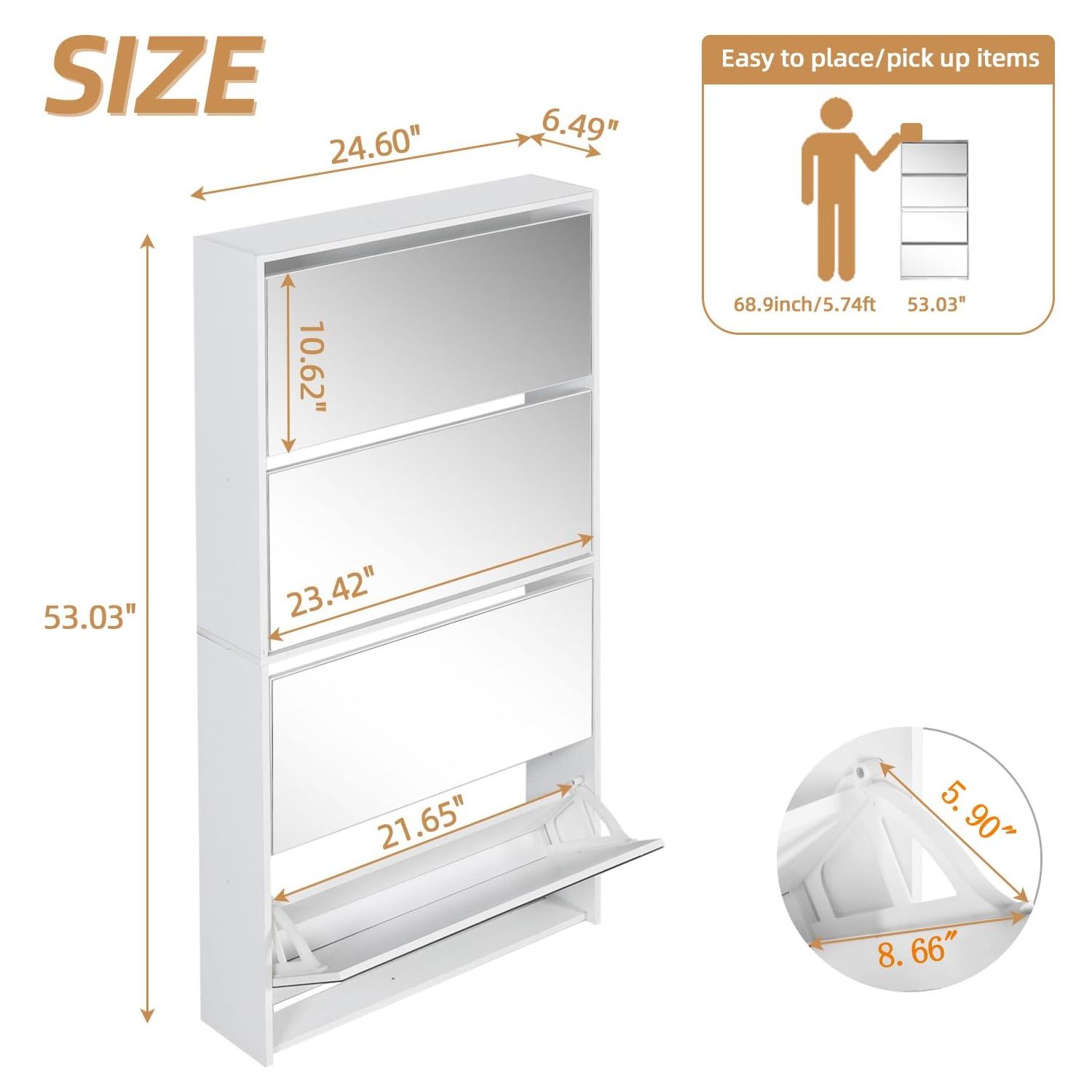 Modern Design Large Capacity Mirror Shoe Rack Storage Organizer with 4 Mirror Drawer Doors Shoe Cabinet for Entrance Entryway