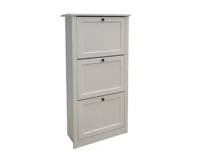 Shoe Cabinet with 3 Flip Drawers, Freestanding Shoe Rack Stackable Shoe Storage  wooden with NC painting