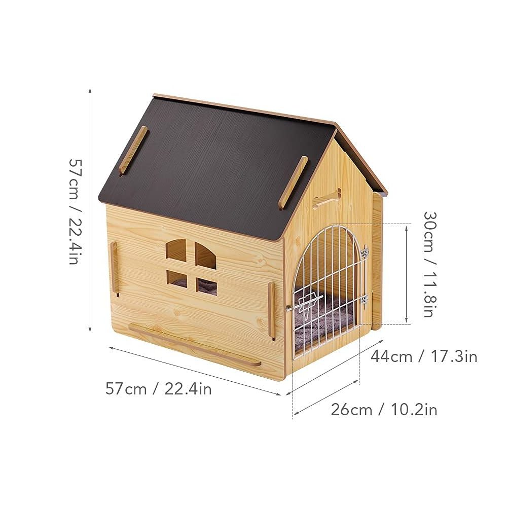 Modern Luxury Wooden Big Pet Dog Cat Cages & Houses Dog Kennel Indoor and Outdoor House with Metal Cage Door