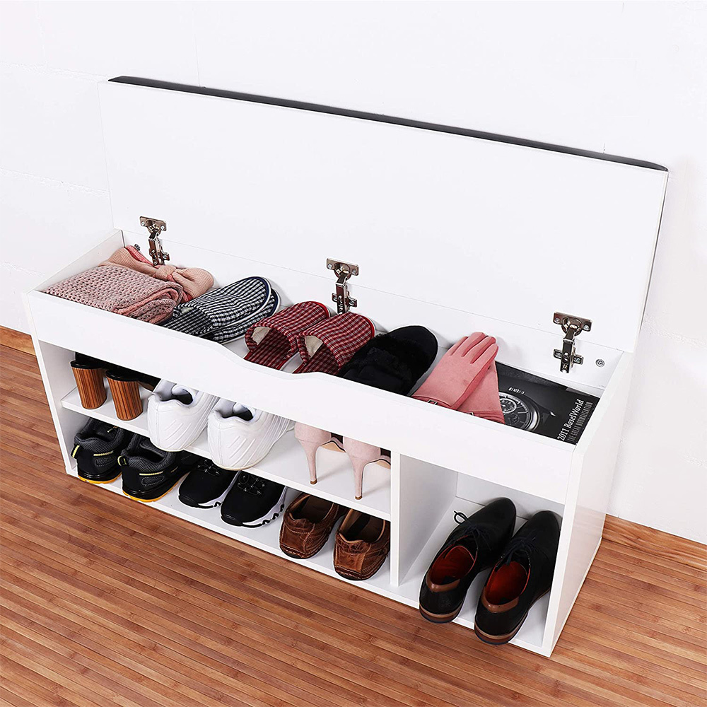 European Modern Best Choice Wood Wooden Change Living Room White Shoe Rack Cabinet Storage With Seat Bench