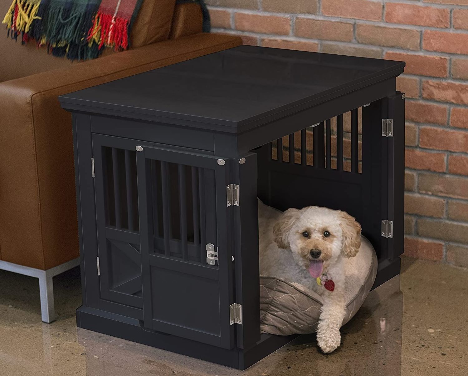 Petfit Attractive Stackable For Small To Large Wooden Dog Crate Furniture Triple Door for Medium Dog Crate, Dog Kennel, Dog Cage