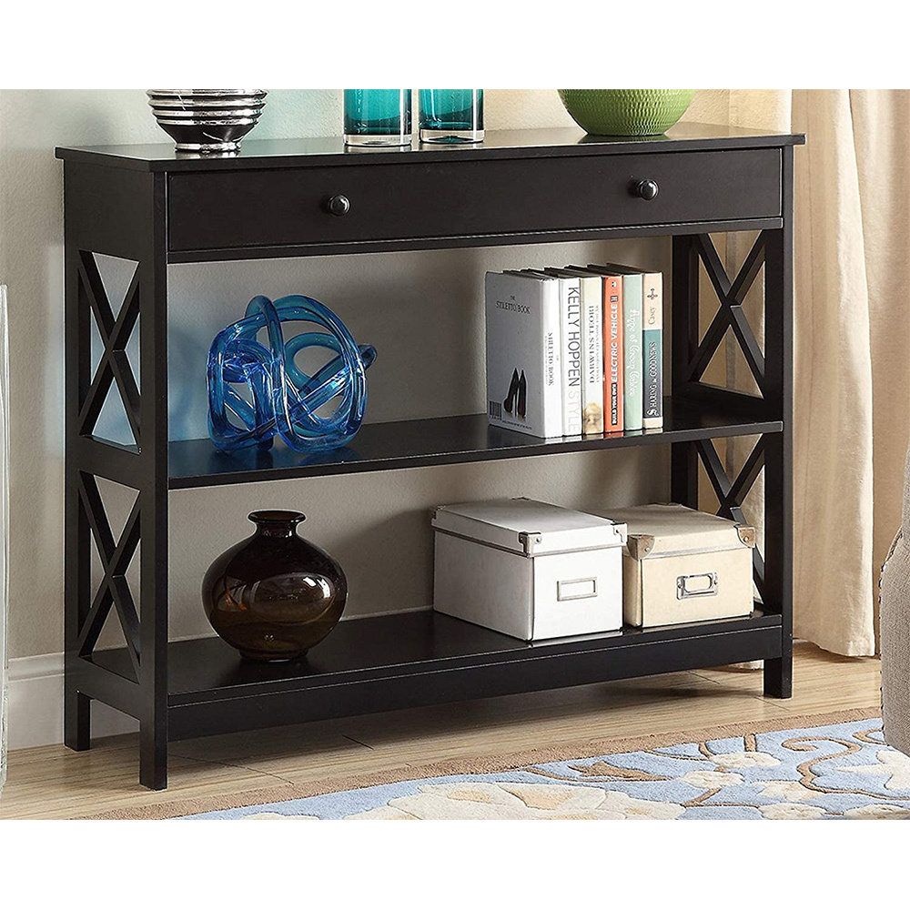 Hampton Style Hall wood luxury x style durable console table with drawer and shelves