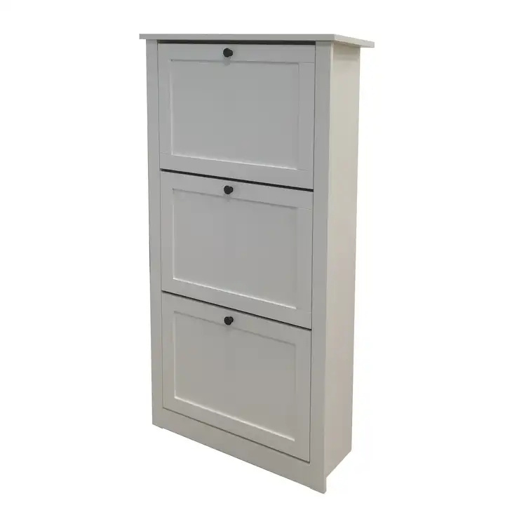 Shoe Cabinet with 3 Flip Drawers, Freestanding Shoe Rack Stackable Shoe Storage  wooden with NC painting