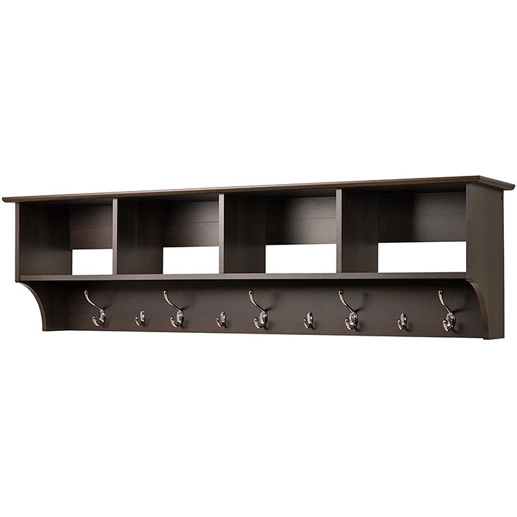 Factory Supply Storage Shelf Fancy elegant strong Living Room Hall Entry Way Wall Mounted Cube Shelf Coat Rack With Hook