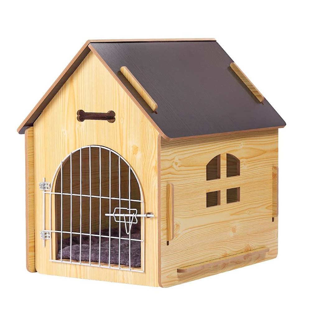 Modern Luxury Wooden Big Pet Dog Cat Cages & Houses Dog Kennel Indoor and Outdoor House with Metal Cage Door