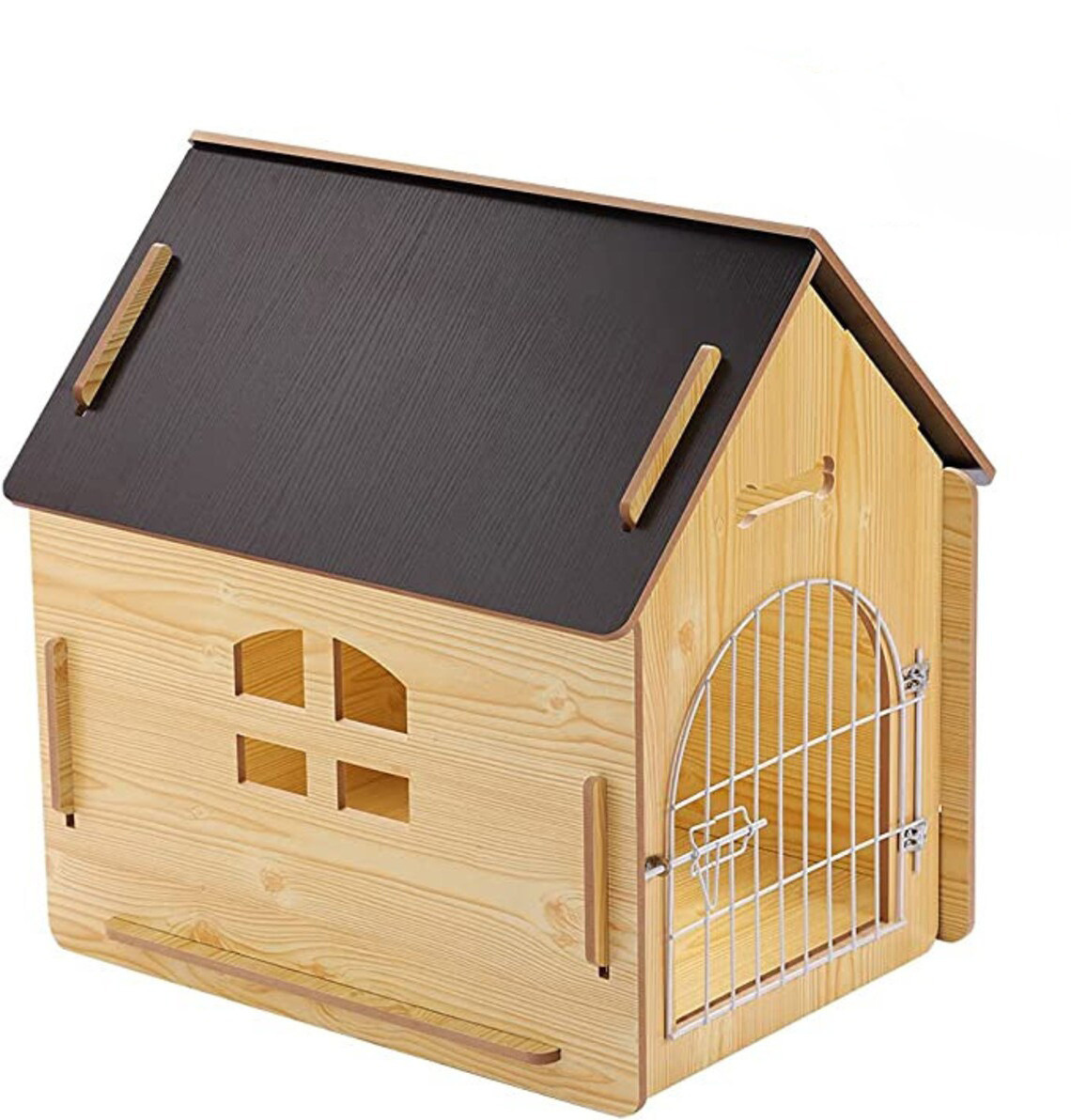 Modern Luxury Wooden Big Pet Dog Cat Cages & Houses Dog Kennel Indoor and Outdoor House with Metal Cage Door